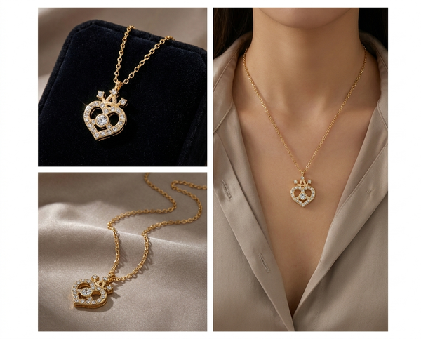 Crowned heart pendant necklace from Desire Jewellery