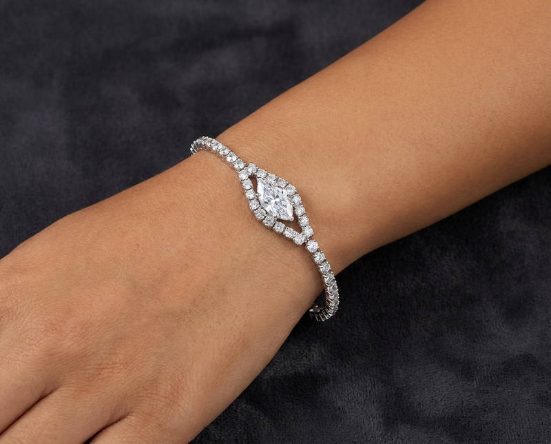 Halo Sparkle Tennis Bracelet - Silver Tone
