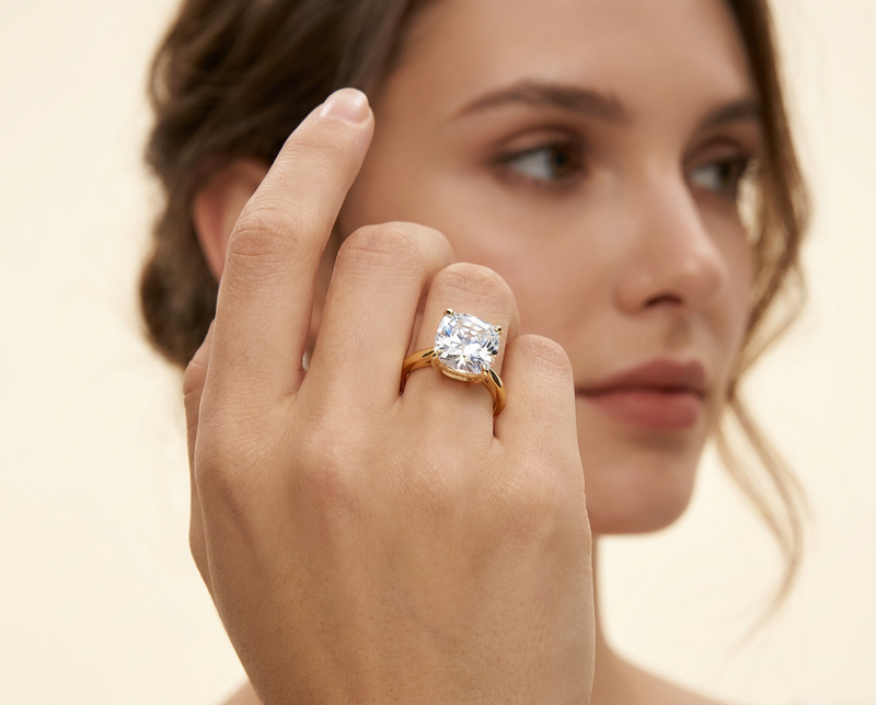 Royal Cushion-Cut Statement Ring - Gold Tone